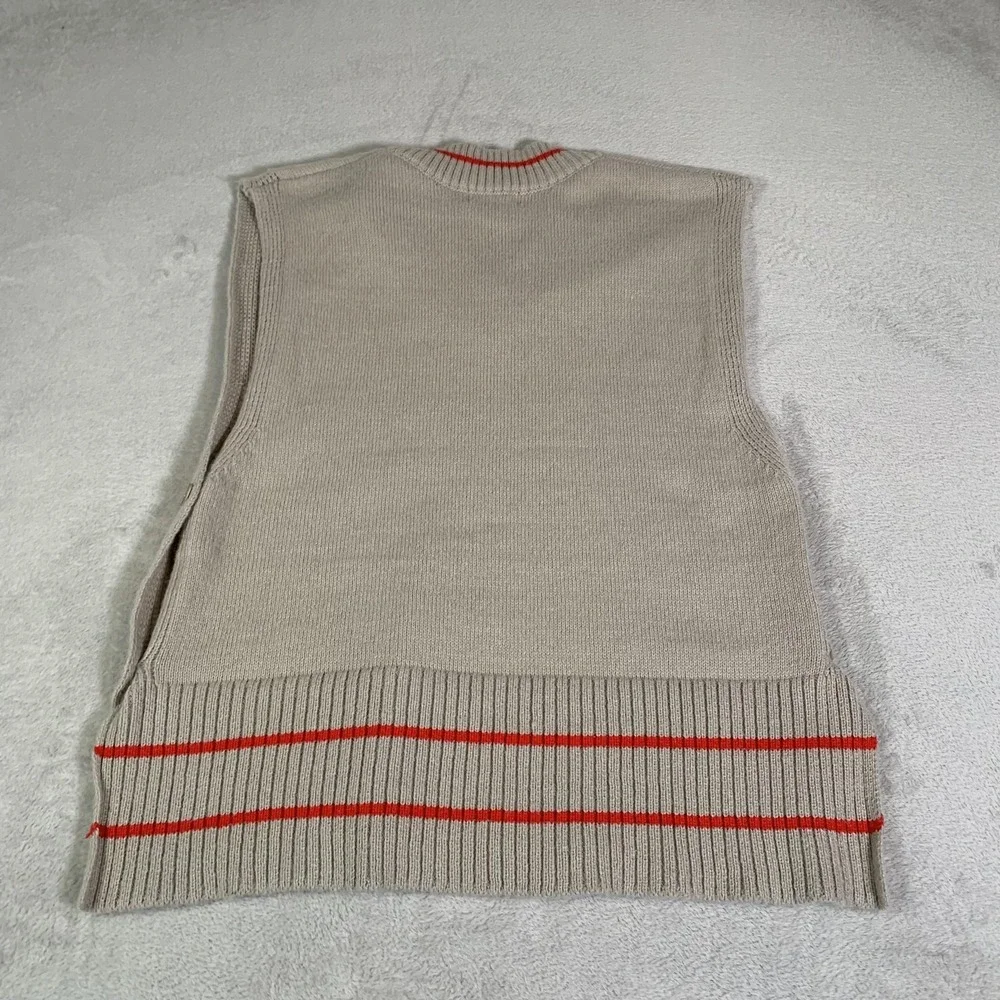 Sweet Lovely By Jen Sweater Vest Womens M/L Beige Taupe V Neck Striped Knit NEW - Picture 11 of 11